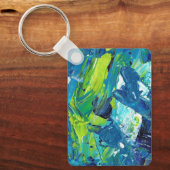 Abstract Acrylic Paint in Blue キーホルダー (正面)