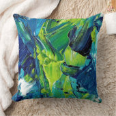Abstract Acrylic Paint in Blue クッション (ブランケット)