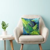 Abstract Acrylic Paint in Blue クッション (椅子)