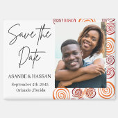 Abstract African Shape Photo Wedding Save the Date マグネット (正面)