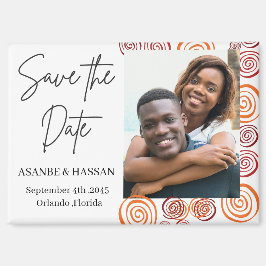 Abstract African Shape Photo Wedding Save the Date マグネット
