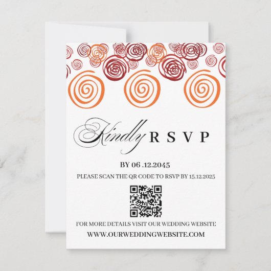 Abstract African Shape QR Code Wedding RSVP Card (正面)