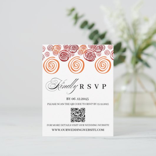 Abstract African Shape QR Code Wedding RSVP Card (スタンド正面)