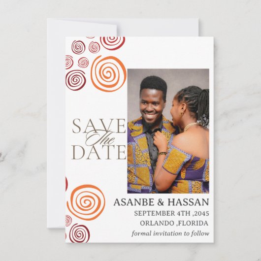 Abstract African Shape Wedding Save the Date Card (正面)