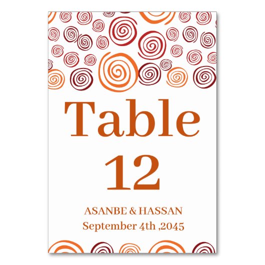 Abstract African Shape Wedding Table Number Card  テーブルナンバー (正面)