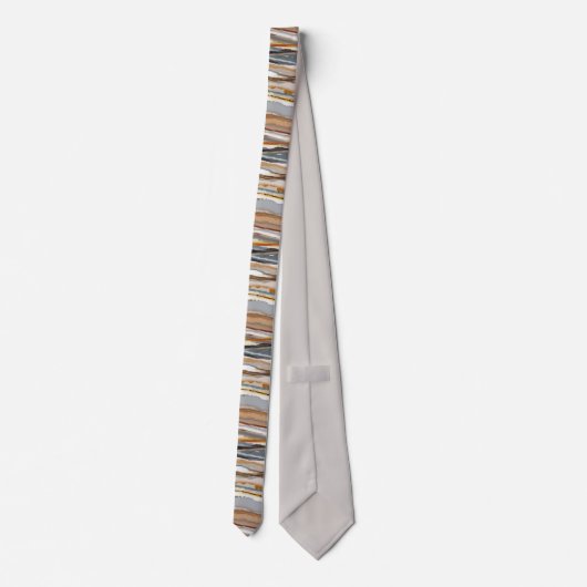 Abstract Agate Stripe Tan Grey Cream Neck Tie ネクタイ (裏面)