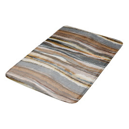 Abstract Agate Stripes Neutral Earth Tones バスマット