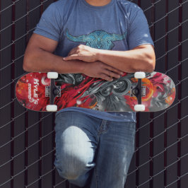 Abstract airbrush street art in reds and grays スケートボード