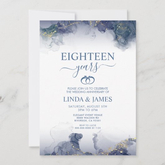 Abstract Alcohol Ink Stain Wedding Anniversary  招待状 (正面)