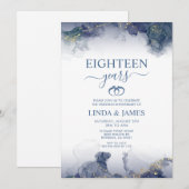 Abstract Alcohol Ink Stain Wedding Anniversary  招待状 (正面/裏面)