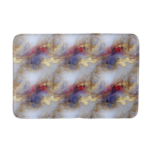 Abstract Alcohol Ink Texture with Gold Accents バスマット (正面)