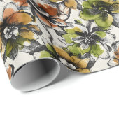 Abstract Alcohol Wash Pen and Ink Flowers ラッピングペーパー (ロールコーナー)