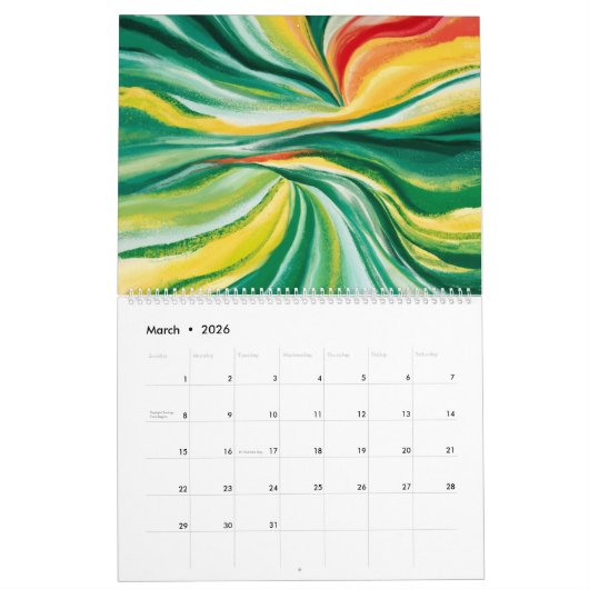 Abstract Allure 2026 Art Calendar カレンダー (3月 2026)