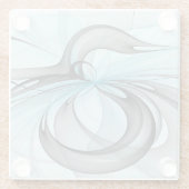 Abstract Anthracite Gray Blue Modern Fractal Art ガラスコースター (裏面)