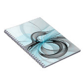 Abstract Anthracite Gray Blue Modern Fractal Art ノートブック (右側)