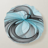 Abstract Anthracite Gray Blue Modern Fractal Art ラウンドクッション (裏面)