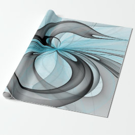 Abstract Anthracite Gray Blue Modern Fractal Art ラッピングペーパー