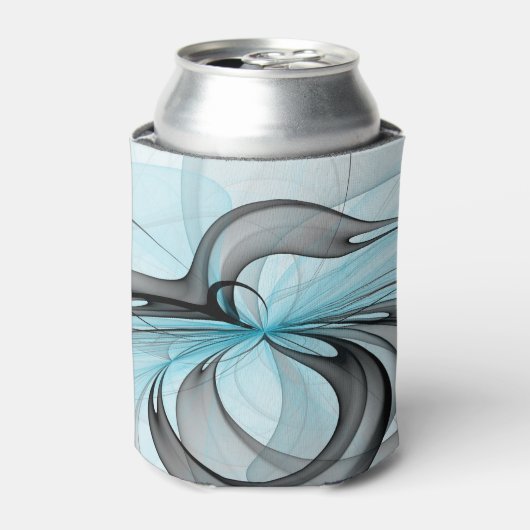 Abstract Anthracite Gray Blue Modern Fractal Art 缶クーラー (缶正面)
