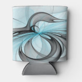 Abstract Anthracite Gray Blue Modern Fractal Art 缶クーラー (正面)