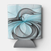 Abstract Anthracite Gray Blue Modern Fractal Art 缶クーラー (裏面)