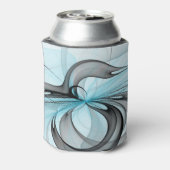 Abstract Anthracite Gray Blue Modern Fractal Art 缶クーラー (缶裏面)