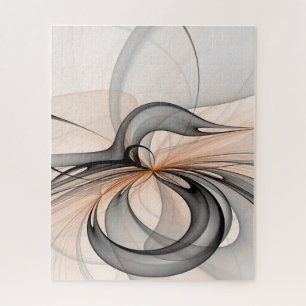 Abstract Anthracite Gray Sienna Modern Fractal Art ジグソーパズル