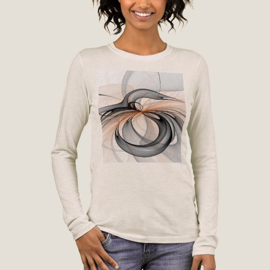 Abstract Anthracite Gray Sienna Modern Fractal Art トライブレンドＴシャツ (正面)