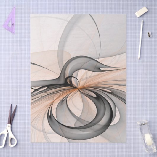 Abstract Anthracite Gray Sienna Modern Fractal Art 薄葉紙 (クラフト)