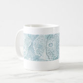 Abstract Aqua Sea Life Line Art Mug コーヒーマグカップ (正面左)