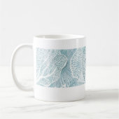 Abstract Aqua Sea Life Line Art Mug コーヒーマグカップ (左)