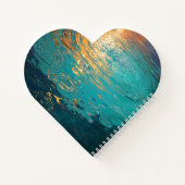 Abstract Aqua Waves with Golden Sunlight ノートブック (裏面)