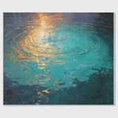Abstract Aqua Waves with Golden Sunlight ラッピングペーパー (フラット)