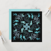 Abstract Aquatic Shaded Repeating Pattern Swirls カード (正面/裏面インサイチュ)