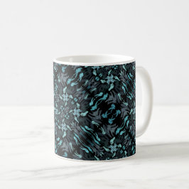 Abstract Aquatic Shaded Repeating Pattern Swirls コーヒーマグカップ