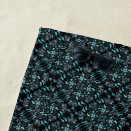 Abstract Aquatic Shaded Repeating Pattern Swirls ビーチタオル