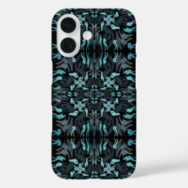 Abstract Aquatic Shaded Repeating Pattern Swirls iPhone 16ケース