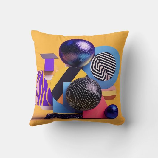 Abstract arrangement with colorful spheres クッション (裏面)