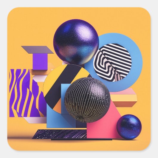 Abstract arrangement with colorful spheres スクエアシール (正面)