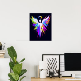 Abstract Art Angel Wings with Halo  ポスター