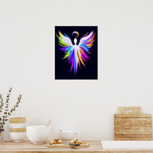 Abstract Art Angel Wings with Halo  ポスター (キッチン)
