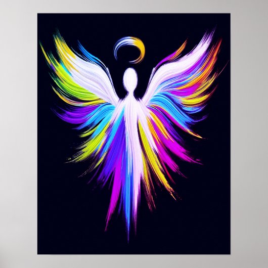 Abstract Art Angel Wings with Halo  ポスター (正面)
