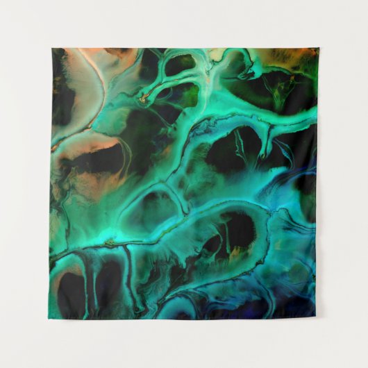 Abstract art bright neon painting in violet and pi タペストリー (正面)