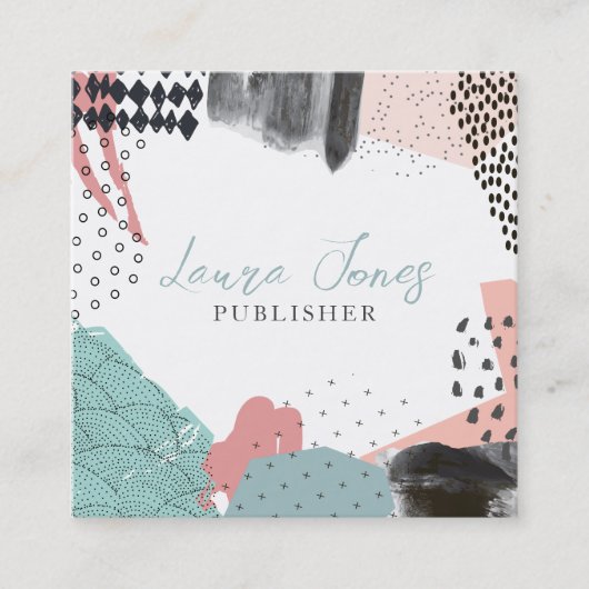 Abstract Art Collage Publisher Writer Square 予約カード (正面)