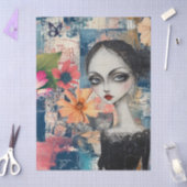 Abstract Art College Floral Goth Girl Butterfly 薄葉紙 (クラフト)