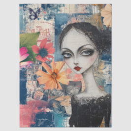 Abstract Art College Floral Goth Girl Butterfly 薄葉紙