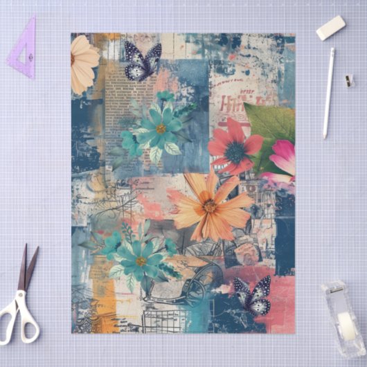 Abstract Art College Florals & Butterflies 薄葉紙 (クラフト)
