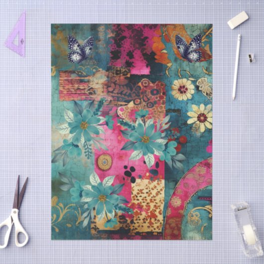 Abstract Art College Florals & Butterflies 薄葉紙 (クラフト)