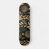 Abstract Art Gold Foliage Black Minimal Boho Funky スケートボード (正面)