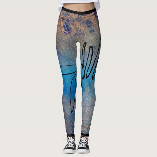 Abstract Art Leggings Blue Dog レギンス (正面)