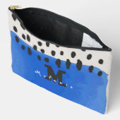 Abstract art minimal Monogram retro blue アクセサリーポーチ (見開き)